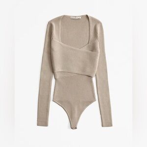 Abercrombie & Fitch Beige Ribbed Bodysuit